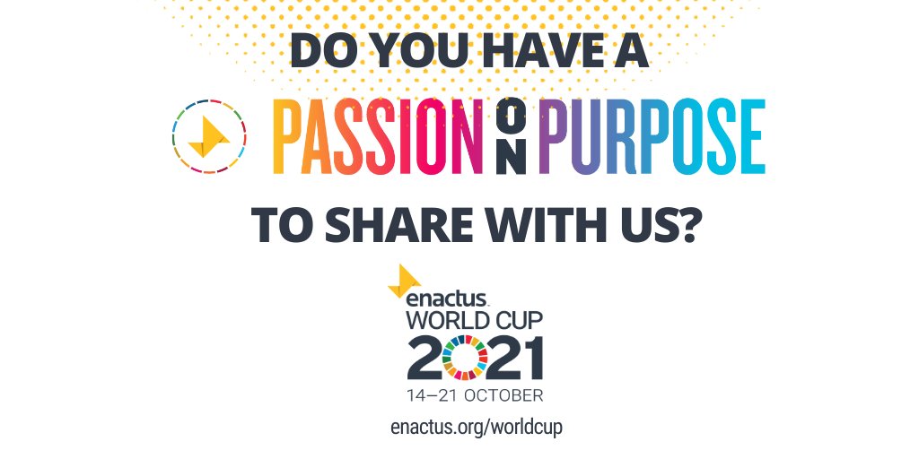 We're looking for student passion &amp; talent to feature at #EnactusWorldCup '21. 
Submission types:
✅ 20-sec video of spoken word, musical, or other talent performance
✅ 3-min talk on your passion &amp; the impact Enactus has on you

Submit your entries here> bit.ly/3lhtHME