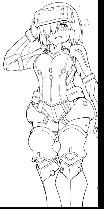 ぐだマシュ本原稿はじめてる・・・オルテナウスマシュ線画頑張った・・・見てw 