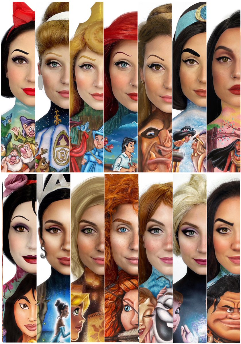 Por fin terminé los 14 maquillajes de las princesas oficiales Disney por orden cronológico 😻♥️
