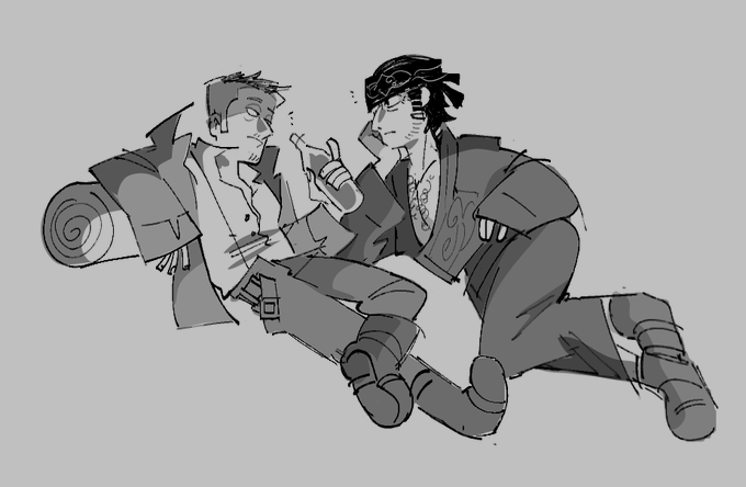 finally caught up on reading Golden Kamuy after having picked up the first volume 2 years ago and for some reason I felt compelled to draw these two but it got kinda gay along the way

also manga spoilers whoot 