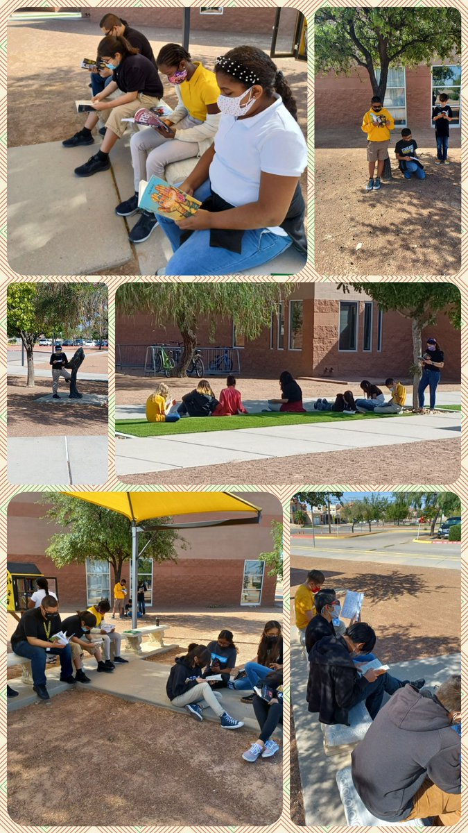 READING IN THE WILD WEDNESDAY during Cougar Pride.  Students enjoyed a little 🌞 and 📚. @AHash_AMS @HAntwine_MS #TeamSISD #reigniteourpurpose #readinthewildWednesday