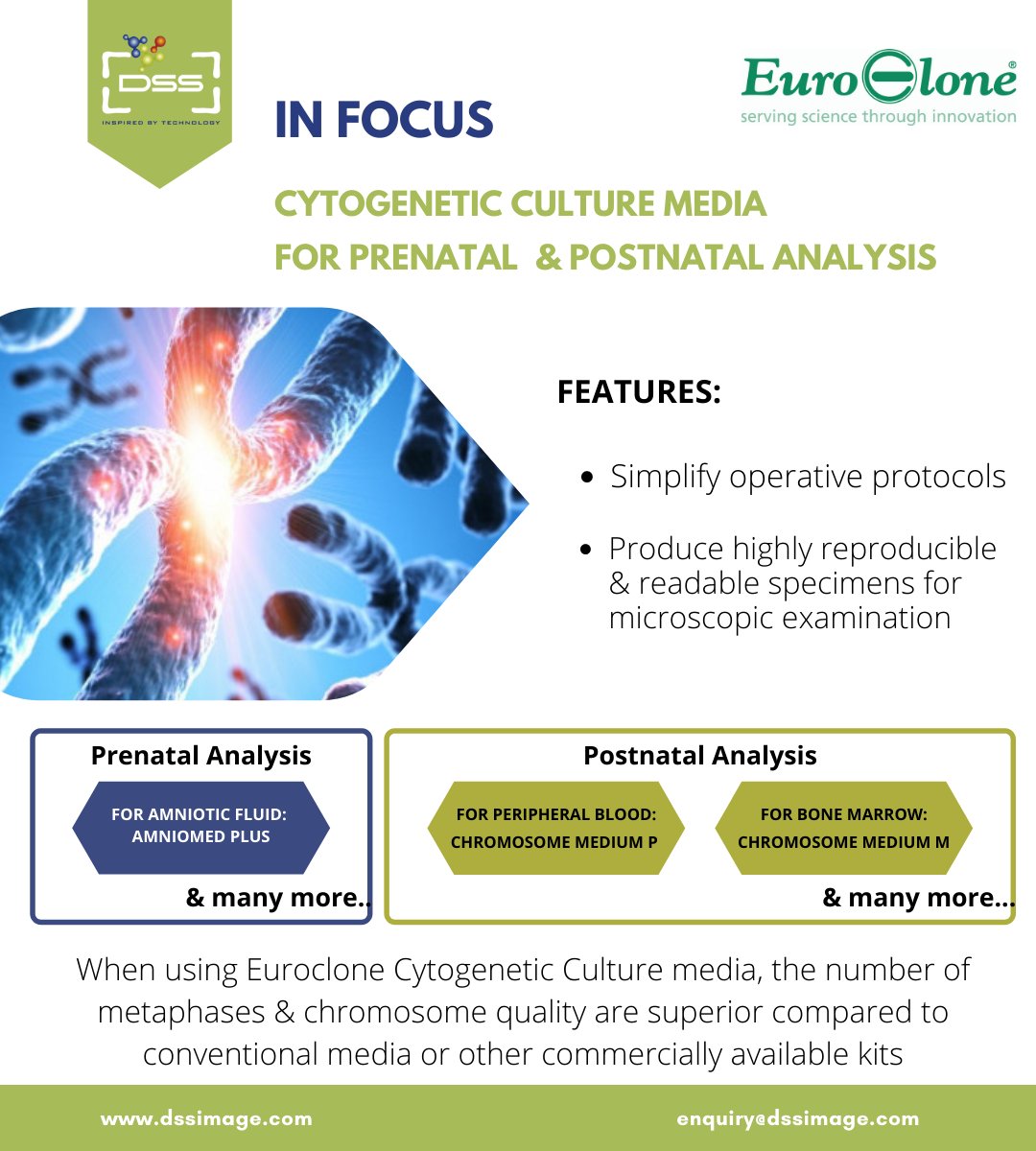 DSSImagetech's tweet photo. #Euroclone #Cytogenetics has a perfect combination of media, plastic supports, synchronizing agents and types of equipment for pre and #postnatal analysis. 
Try one today!

Visit: https://t.co/elQYPFHiFi

#dssimage #inspiredbytechnology #biotechnology #scienceandtechnology https://t.co/Bxvobsw6Mu