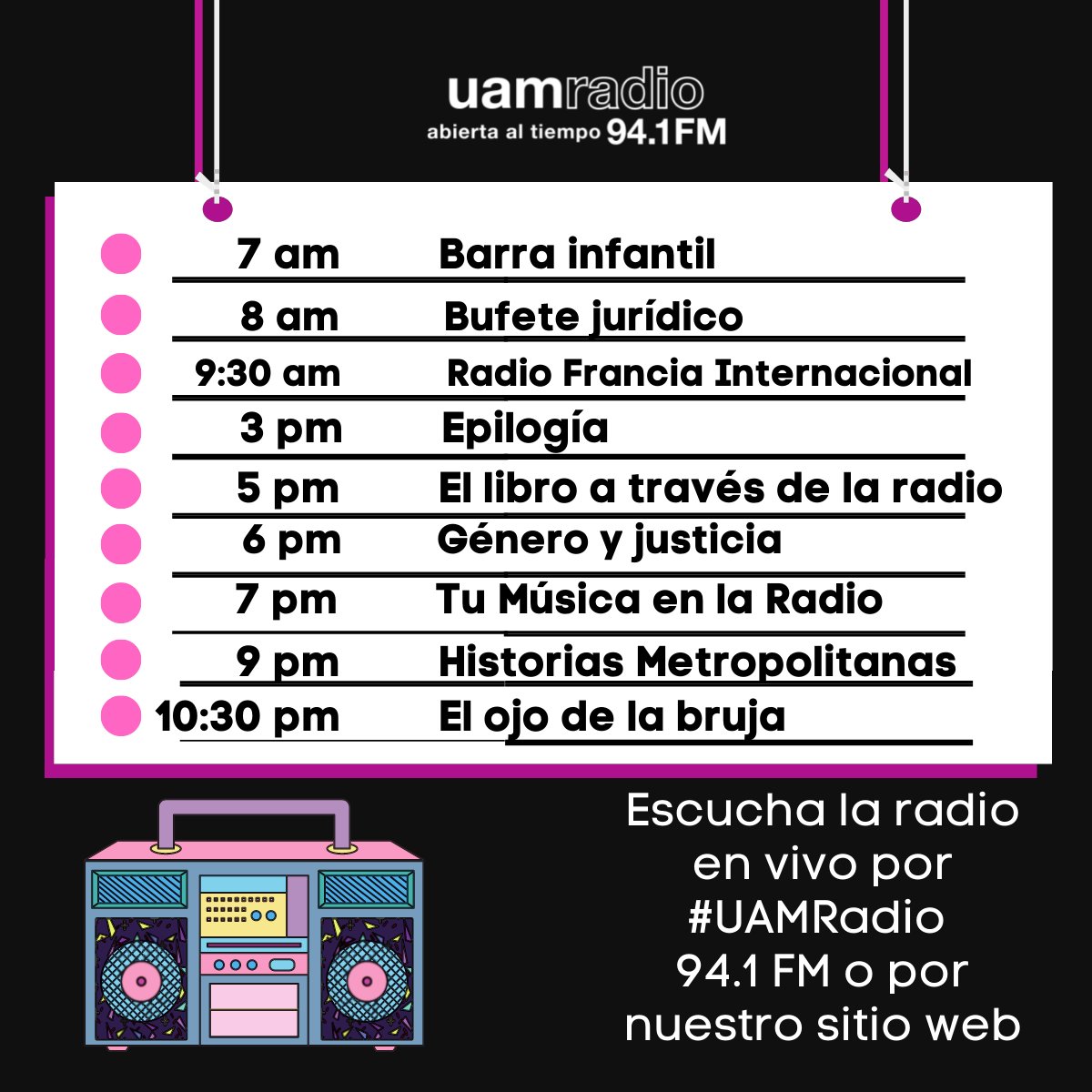 Muy lejos Golpeteo comerciante UAM Radio 94.1 FM on Twitter: "¡No te puedes perder lo que tenemos mañana para ti! Habrá #entrevistas, #música y más. Escucha la radio en vivo por #UAMRadio 94.1 FM (CDMX) o Muy lejos Golpeteo comerciante UAM Radio 94.1 FM on Twitter: "¡No te puedes perder lo que tenemos mañana para ti! Habrá #entrevistas, #música y más. Escucha la radio en vivo por #UAMRadio 94.1 FM (CDMX) o