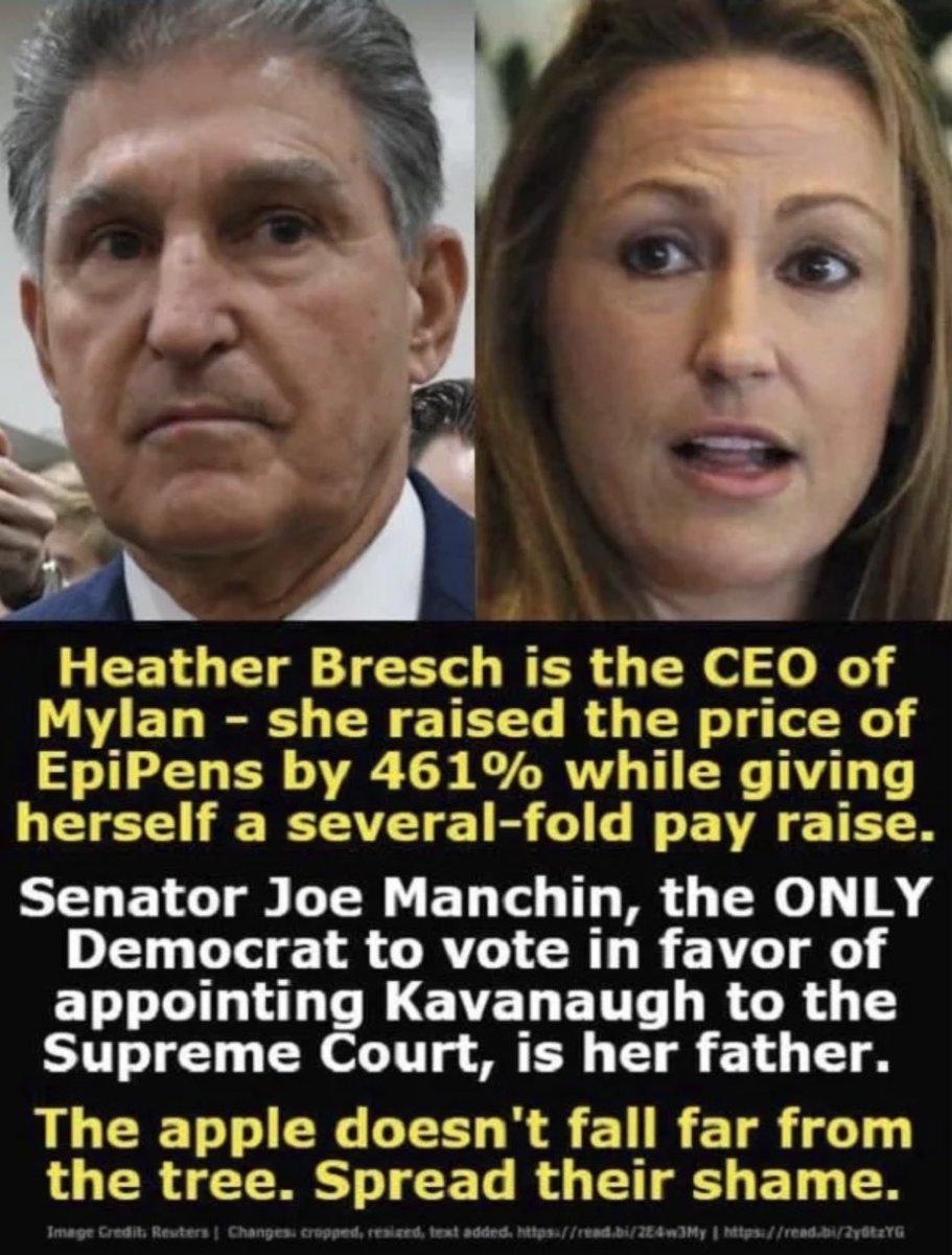 The Resistor Sister®️♥️🇺🇸 (@the_resistor) on Twitter photo Hey <a href="/Sen_JoeManchin/">Senator Joe Manchin</a>
If you think $3.5T is “TOO MUCH,” maybe your Daughter can throw in some of her “Highway Robbery EpiPen Dollars”? 🤷♀️🤷♀️ Hey <a href="/Sen_JoeManchin/">Senator Joe Manchin</a>
If you think $3.5T is “TOO MUCH,” maybe your Daughter can throw in some of her “Highway Robbery EpiPen Dollars”? 🤷♀️🤷♀️