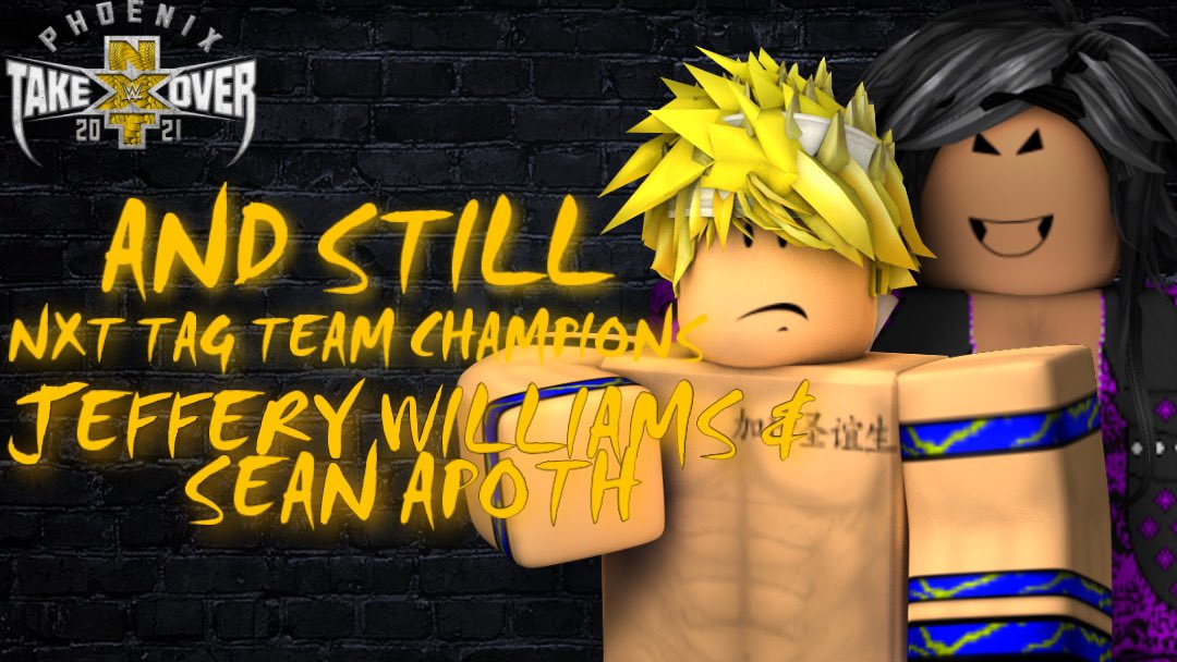 NxtRblx's tweet photo. @TayeSempai & @RoJeff_Williams RETAINS Their Tag Team Championships against @SamBaleRBLX & #PushNick 3/1! https://t.co/uDDbuTjXvj