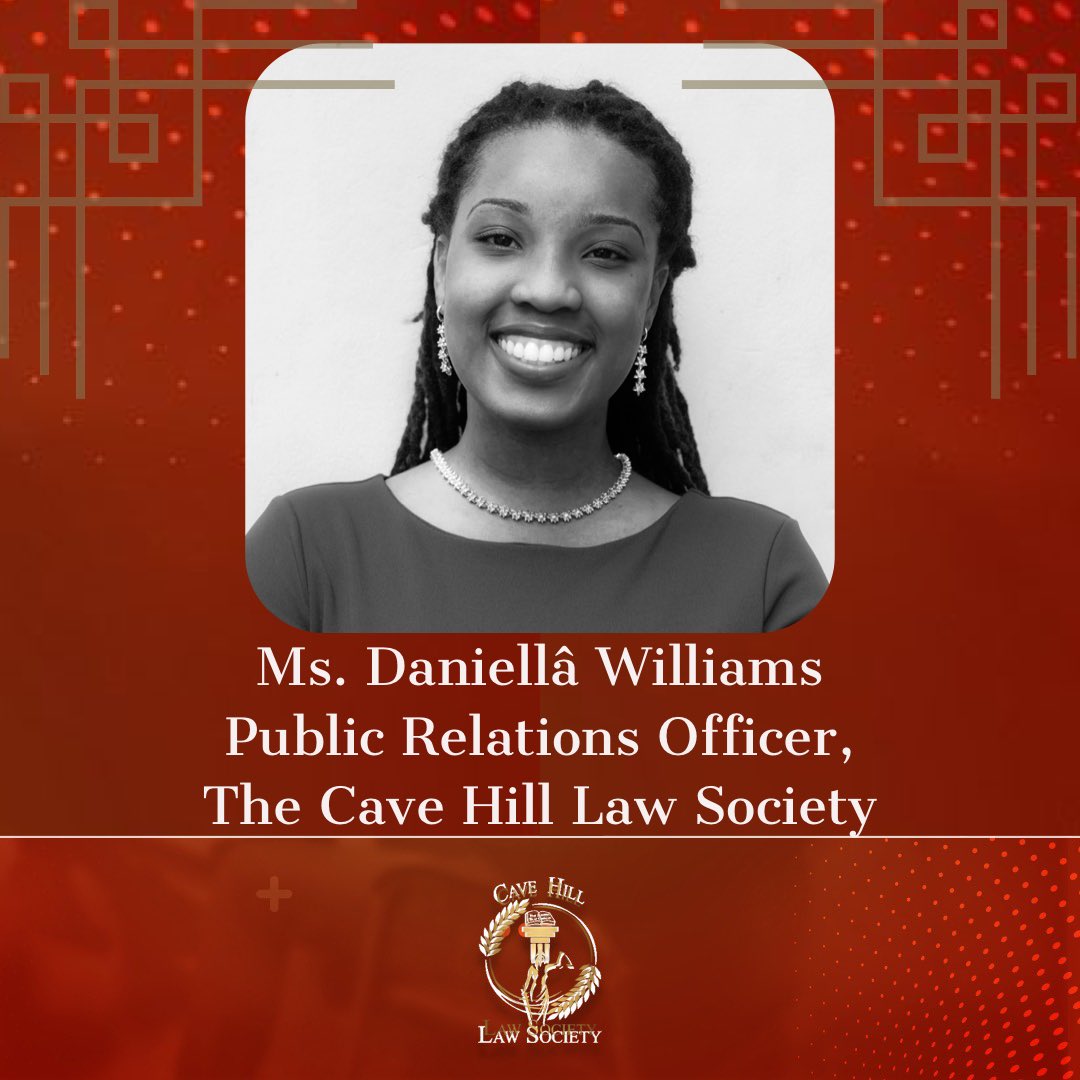 uwilawsociety's tweet photo. Keeping you informed and managing the brand, Ms. Daniellâ Williams 
Public Relations Officer, The Cave Hill Law Society

#CaveHillLawSociety #meettheexec #2021-2022 #welovelaw #lawlifelegacy #Celebrating50Years https://t.co/VNZqpJw0ad