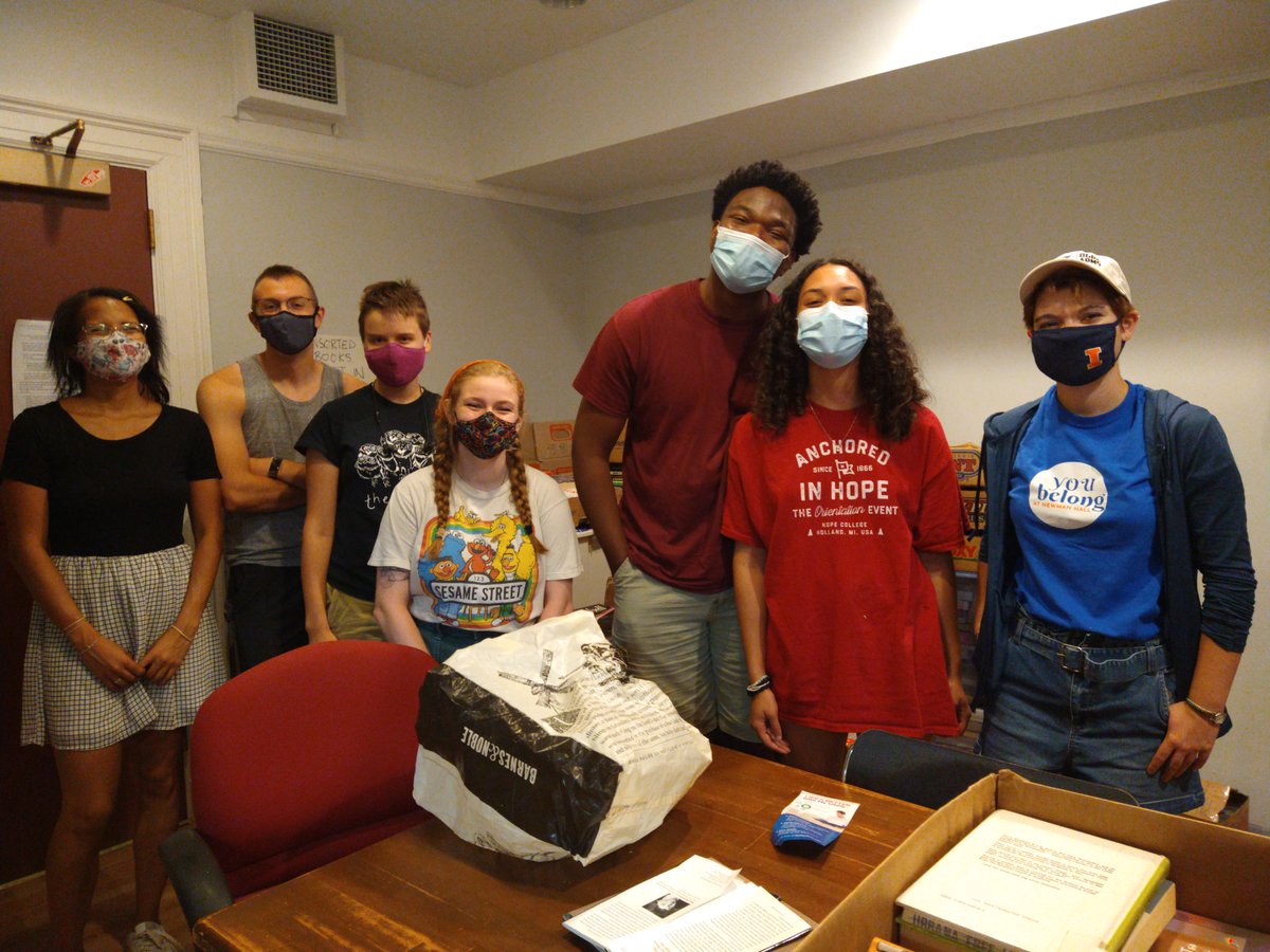 Yesterday, students, Hannah and Marvellous (both wearing red), drove 4 hours from <a href="/HopeCollege/">Hope College</a>  in Holland, Michigan to drop off more than 250 books from their organization, Community Healing Fund! Books to Prisoners volunteers helped unload the books. So many thanks!
