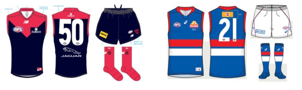 Melbourne and Western Bulldogs uniforms for the 2021 AFL Grand Final. <a href="/3AWisfootball/">3AW Football</a> <a href="/3AW693/">3AW Melbourne</a>
