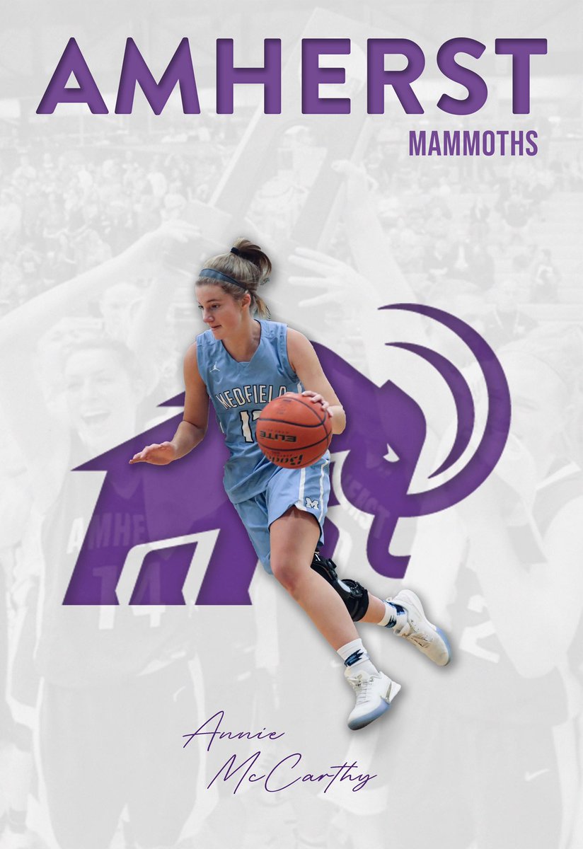 Congratulations to Captain Annie McCarthy on her commitment to Amherst to continue her basketball career and her education. Amherst is getting a great player, teammate and leader. <a href="/MedfieldAD/">Medfield Athletics</a> <a href="/mrsgelinas/">Ellen Gelinas</a> <a href="/MedfieldHS/">Robert Parga</a> <a href="/JeffreyJMarsden/">Jeffrey Marsden</a>