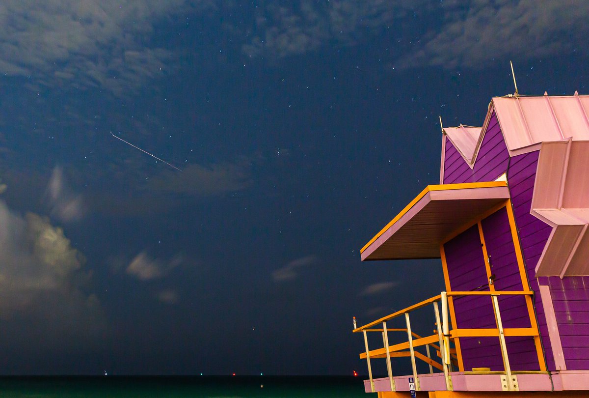 The International Space Station passing over the South Beach, Miami Beach, lifeguard stations before dawn. We see all kinds of things out here.
