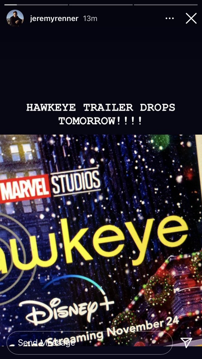 DiscussingFilm's tweet image. The first trailer for ‘HAWKEYE’ on Disney+ drops tomorrow. 🏹 

📷 jeremyrenner/IG