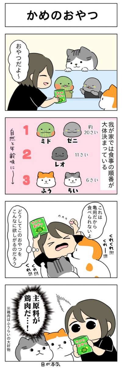 「かめのおやつ」
(はる蔵さんの「ふうらい日和」第16回)

2本目はここで読める!🐢🐈⇒https://t.co/n57Po1C2hp 