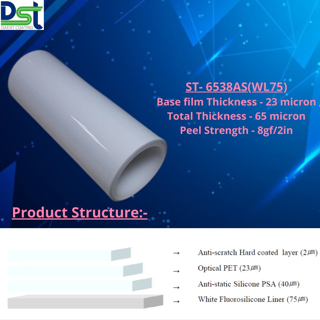 daestcoating's tweet photo. 👉PROTECTIVE SILICONE PSAs TAPE/ 23MICRON ANTI-STATIC PET FILM
If you have any enquiry about the product please visit:- https://t.co/Q8k0oM0Pqw
contact us : +91 95 99112726
Or E-mail us on:-sales.daest@gmail.com
#siliconeadhesive #mobileindustrie  #electricalindustry #antistatic https://t.co/ey8HYeOUqB
