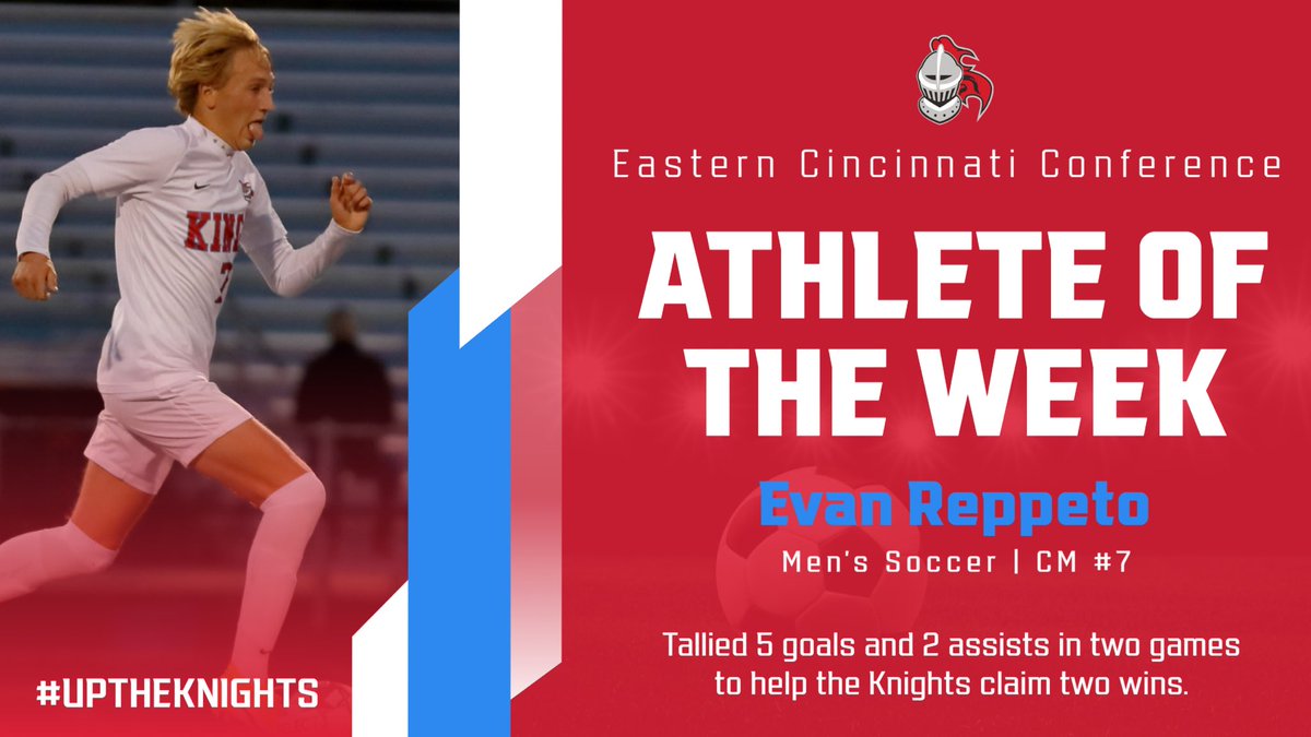 GoKnights_MSOC's tweet photo. Another ECC Athlete of the Week for the Knights‼️

Evan Reppeto’s 5 goals and 2 assists help us get two wins on the weekend. Well done kid! https://t.co/Gf4Vfqlxnq