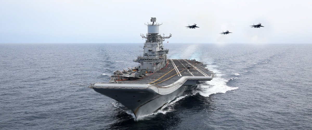Maritime Power 

#MissionMonday 
#IndianNavy #MissionDeployed
#CombatReadyCredibleCohesive
#AircraftCarrier