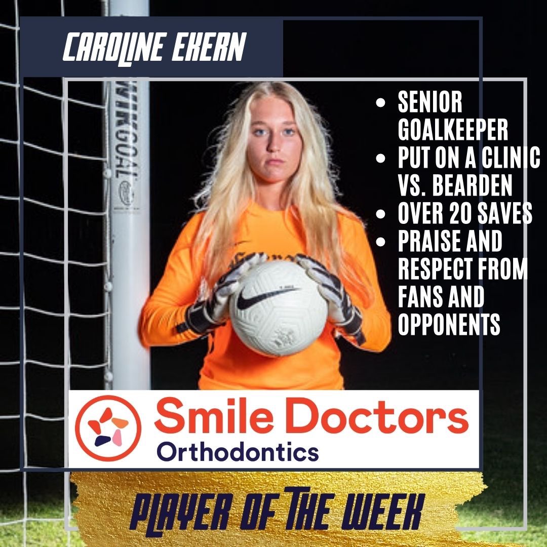 Congrats to Caroline Ekern, the Smile Doctors Mabry Hood Player of the Week! This senior was a force vs Bearden. She’s a fantastic #LadyAds team leader who is creating a legacy of excellence.

#SmileDoctorsMabryHood
#FHSsoccer 
#playeroftheweek
#LadyAdsPlayerOfTheWeek