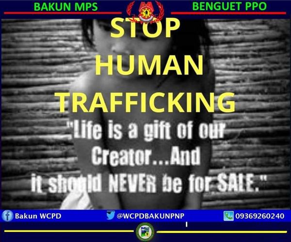 PNPBenguetBakun's tweet photo. STOP HUMAN TRAFFICKING!
#Reporttoauthorities
#PNPCares
#PNPKakampiMo https://t.co/t9523Rhzr8