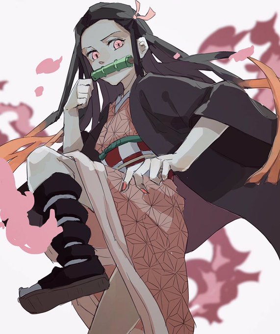 みらいさんがTwitterに投稿した竈門禰豆子(鬼滅の刃)のイラスト。