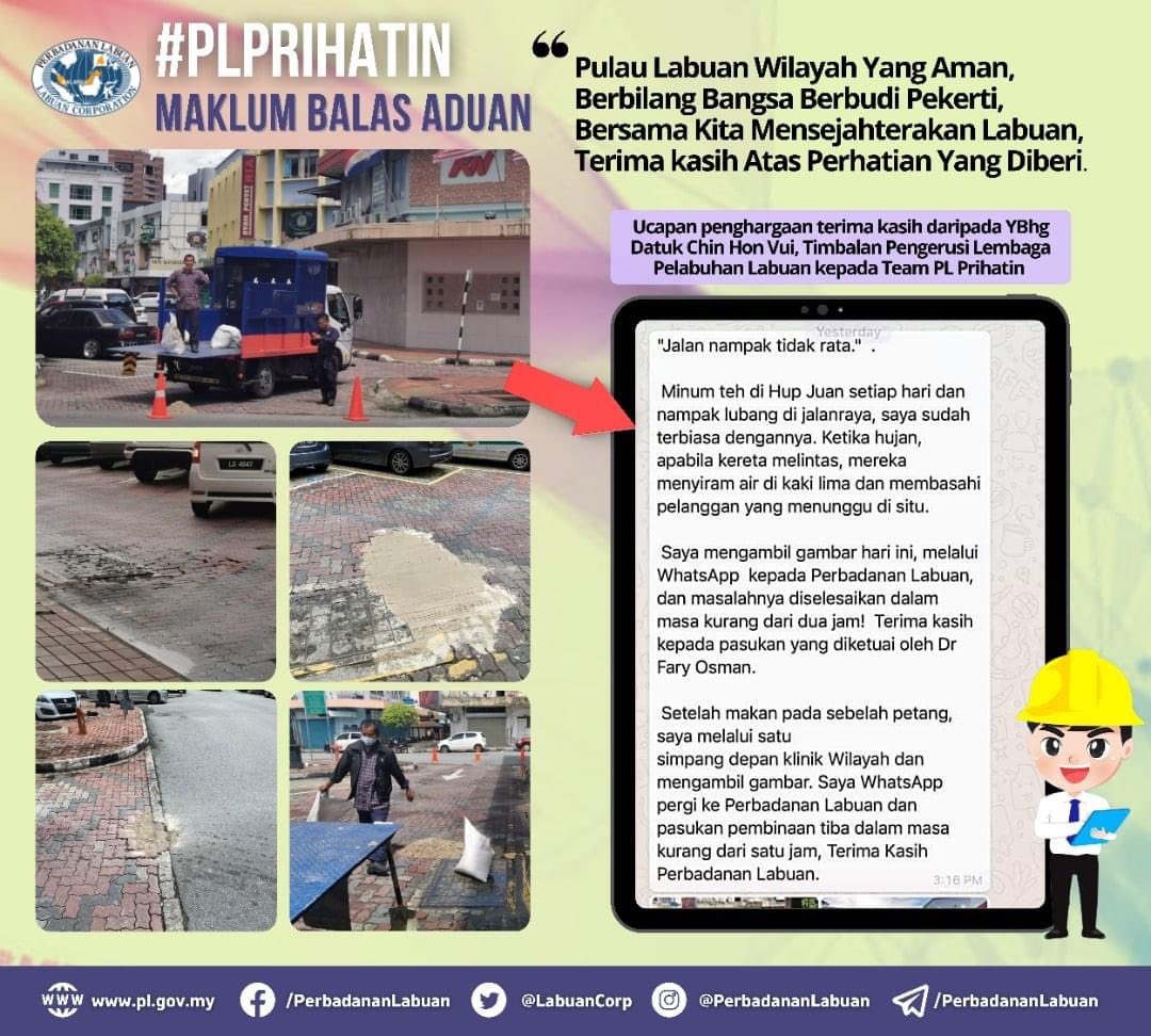 Perbadanan Labuan Pl On Twitter Pihak Pl Ingin Mengucapkan Ribuan Terima Kasih Di Atas Ucapan Penghargaan Daripada Ybhg Datuk Chin Hon Vui Timbalan Pengerusi Lembaga Pelabuhan Labuan Kepada Team Pl Prihatin Keluargawilayah
