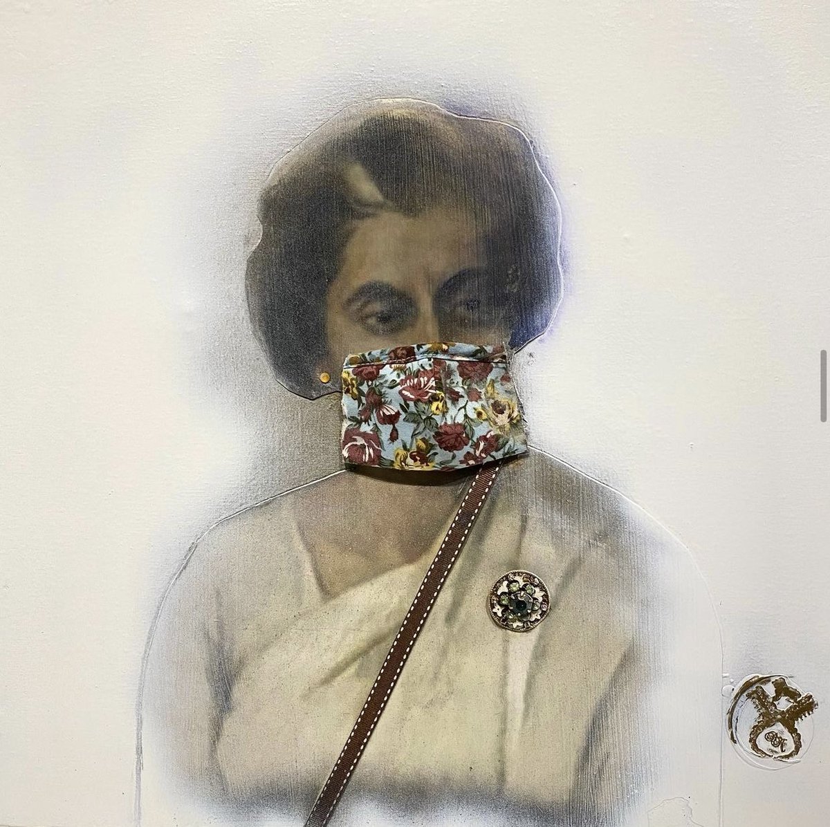 Lockdown art , "Remembering Indira Gandhi " mixed media on canvas.