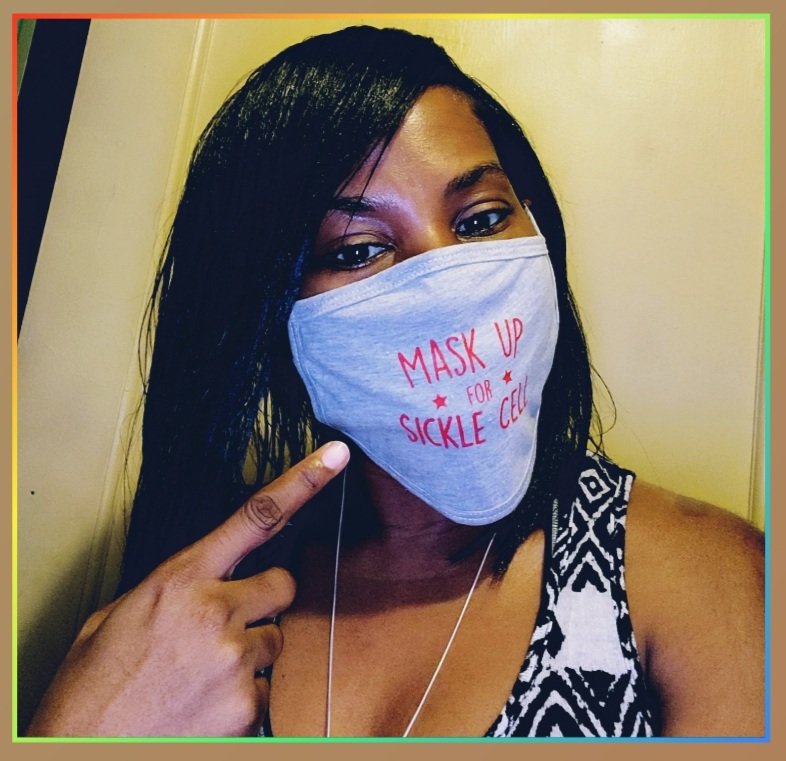 Memej99's tweet image. Fran!!😃 YES!! I Love it!! #MaskUpForSickleCell! 
Thank You!🙌🏿😊 
#SickleCellAwarenessMonth