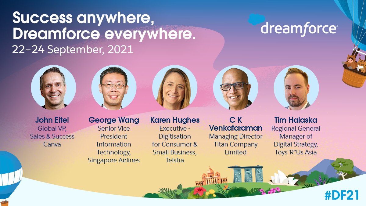 salesforceapac's tweet photo. The Asia-Pacific Takeover is around the corner 👀

Join us on Salesforce+ for insights and inspiration from our APAC Trailblazers — @canva, @SingaporeAir, Telstra, @TitanCompanyLtd, and Toys"R"Us Asia. ✨

Sign up for #DF21 now: https://t.co/Jlk4yNvU6H https://t.co/xPrBCXLeSq