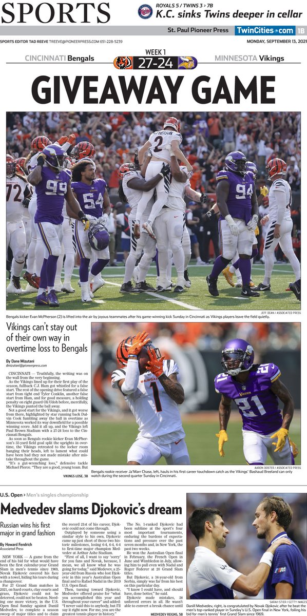 BoulderHub's tweet photo. Monday's @PioneerPress sports front, by Glavine Day. #Skol #Vikings
@APSE_sportmedia https://t.co/Nb5walSk53