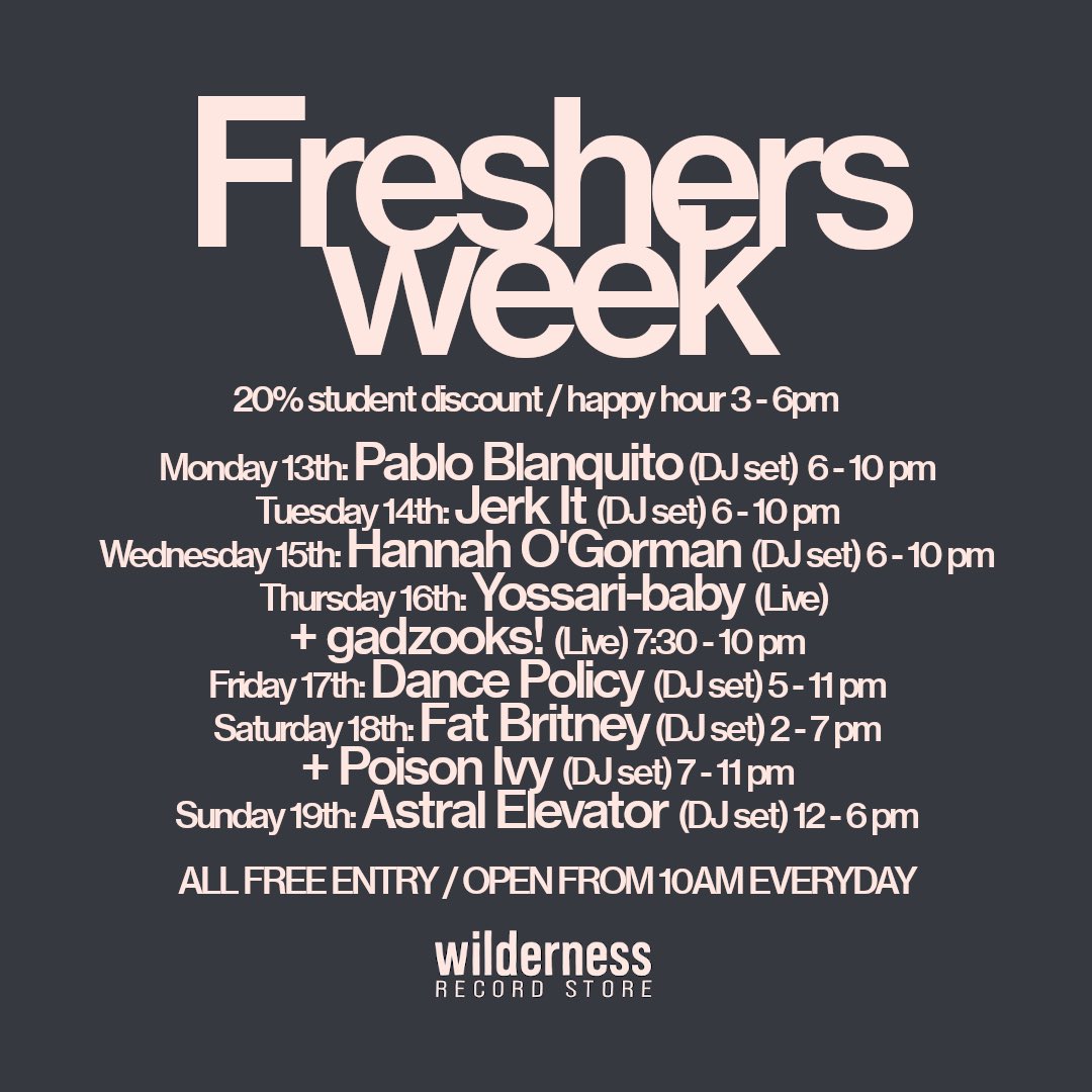 Something every dang day this week! Join us (+ 20% student discount) every night / pre-the-journey-into-town for drinks + great times