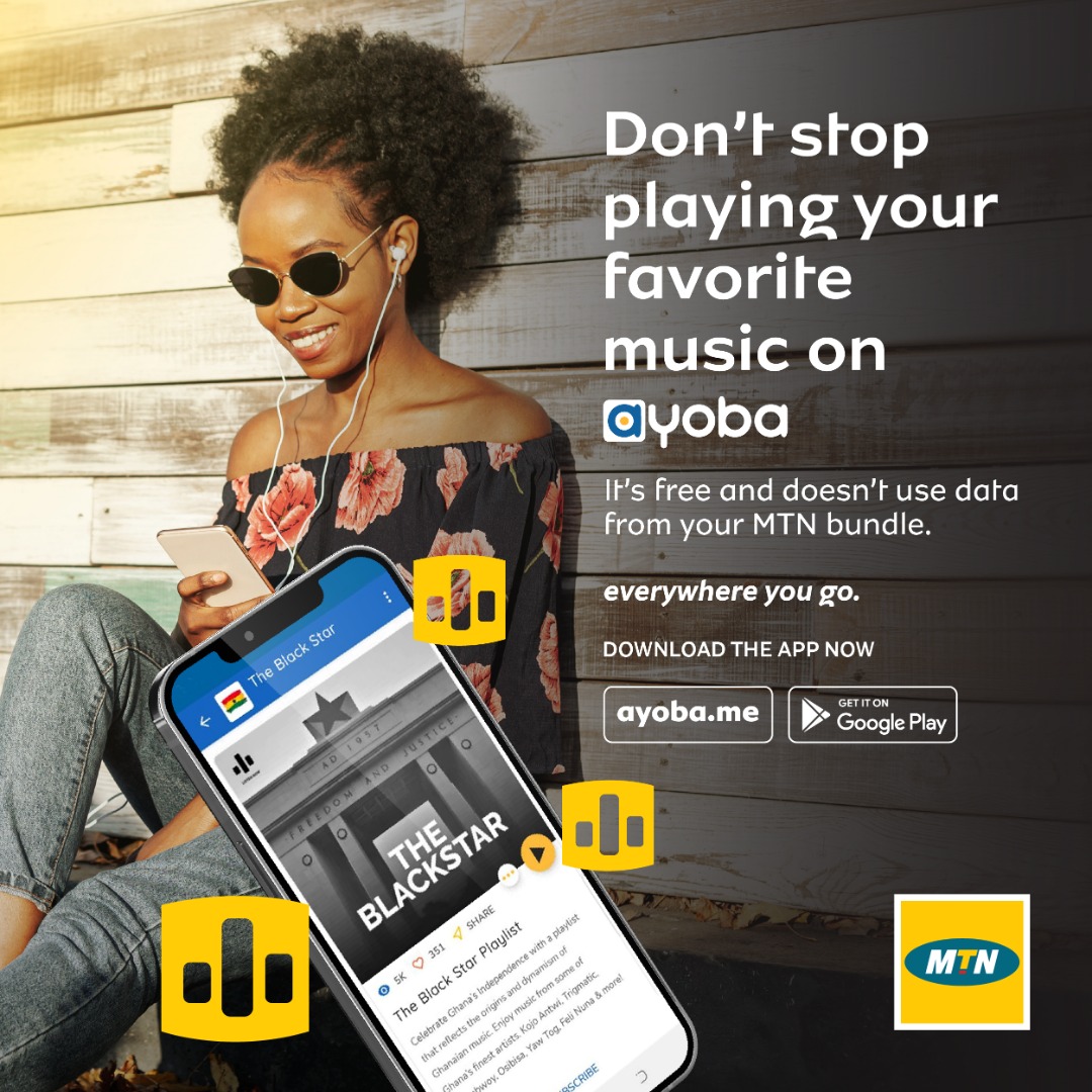 AskMTNGhana's tweet photo. Listen to the best music from your favourite artistes on ayoba. Download the ayoba app via https://t.co/JGRKRhnXey to sign up. Say yello to us on 0559300000 for some airtime rewards. #WeDey4U #Ayoba https://t.co/MuZFxdTzfC