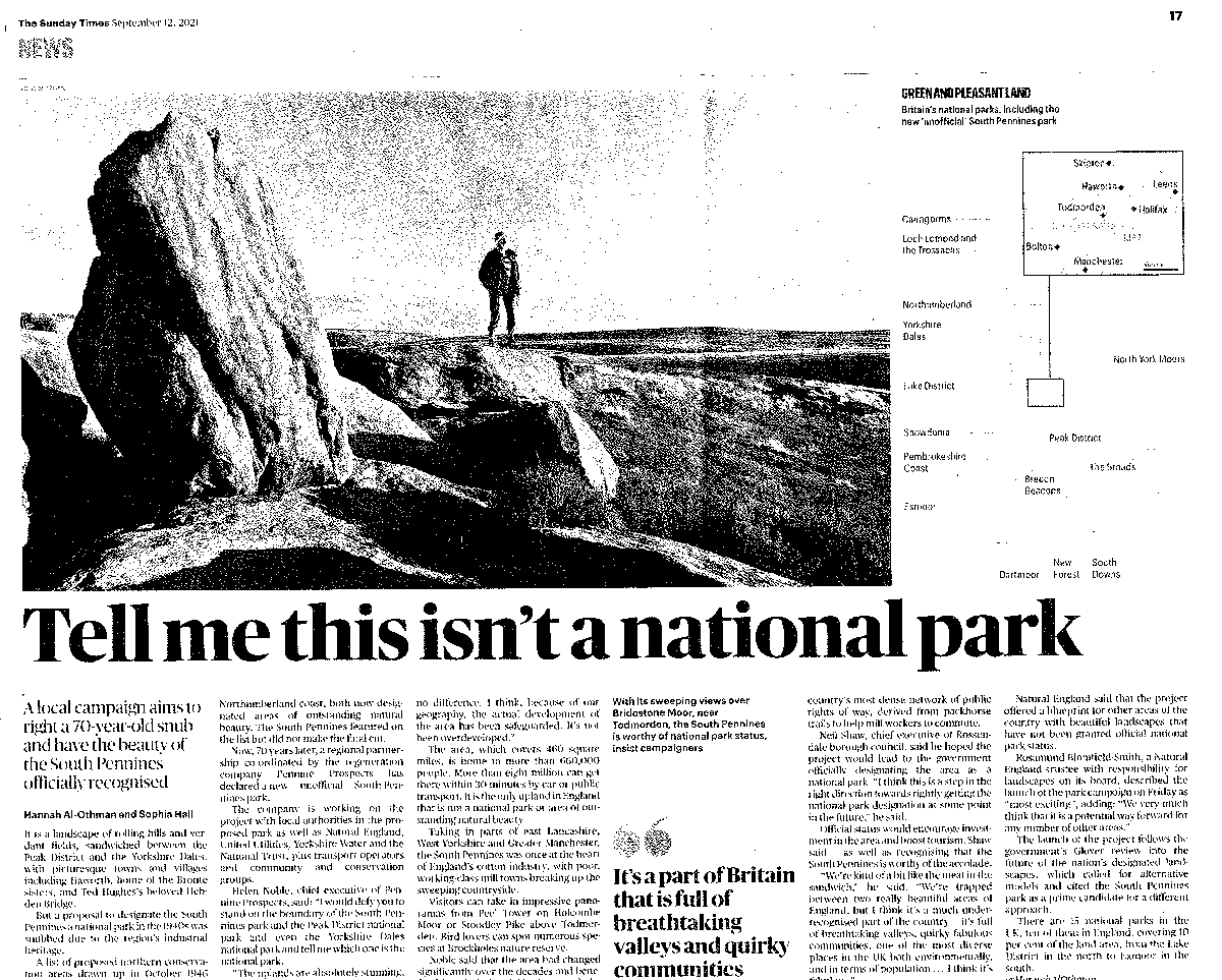 We're working hard to promote #Rossendale.  The article in this week's Sunday Times confirms what a great place Rossendale is and more people should visit!