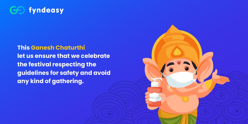 fyndeasyapp's tweet photo. Let's celebrate the festival of Ganesha with enthusiasm, passion and  safety!

#ganesha #ganpati #festival #fun #happiness #pooja #celebration  #safety #prevention #socialdistancing https://t.co/Mgq8g9Bqdu