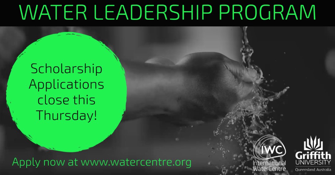 Int_WaterCentre's tweet photo. Scholarship applications for the IWC Water Leadership Program close this week (Thursday 16th September)!
Apply now: https://t.co/Xzw7PpiCKS
#WaterLeadershipProgram #Leadership #WaterLeader #IntegratedWaterManagement #Water #SDG6 https://t.co/Lixf6dZL8u
