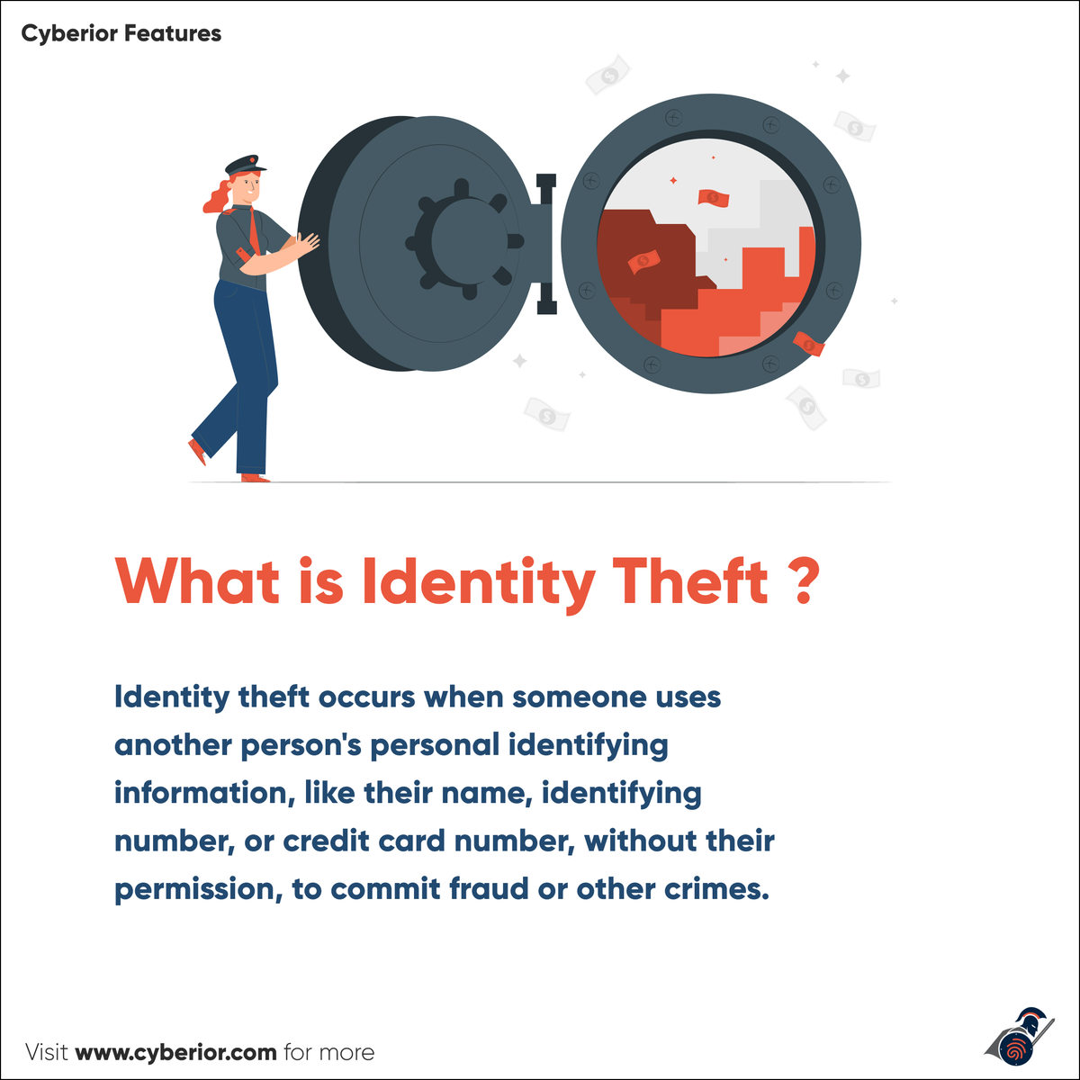 CyberiorIN's tweet photo. Identity theft occurs when someone steals your personal information and credentials to commit fraud.There are various forms of identity theft, but the most common is financial.
#cybersecurity #cybersecurityawareness #cybersecuritynews #cybersecuritytips #cybersecuritythreats https://t.co/7R0AaEKVBR