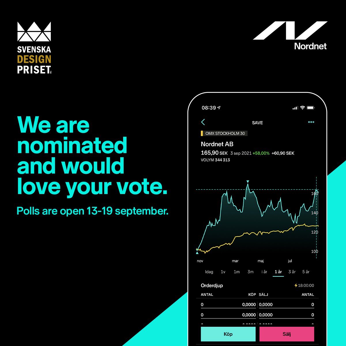 Rasmus Järborg (@rjarborg) on Twitter photo Good morning! Proud to say the <a href="/Nordnet/">Nordnet Corporate</a> app has been nominated for a 👑 Swedish Design Award!
I’d love it if you’d head on over to designpriset.se/rostning and register your vote for us. 🙏🏼
#nordnet #app #fintech #alwaysbeshipping #designaward Good morning! Proud to say the <a href="/Nordnet/">Nordnet Corporate</a> app has been nominated for a 👑 Swedish Design Award!
I’d love it if you’d head on over to designpriset.se/rostning and register your vote for us. 🙏🏼
#nordnet #app #fintech #alwaysbeshipping #designaward