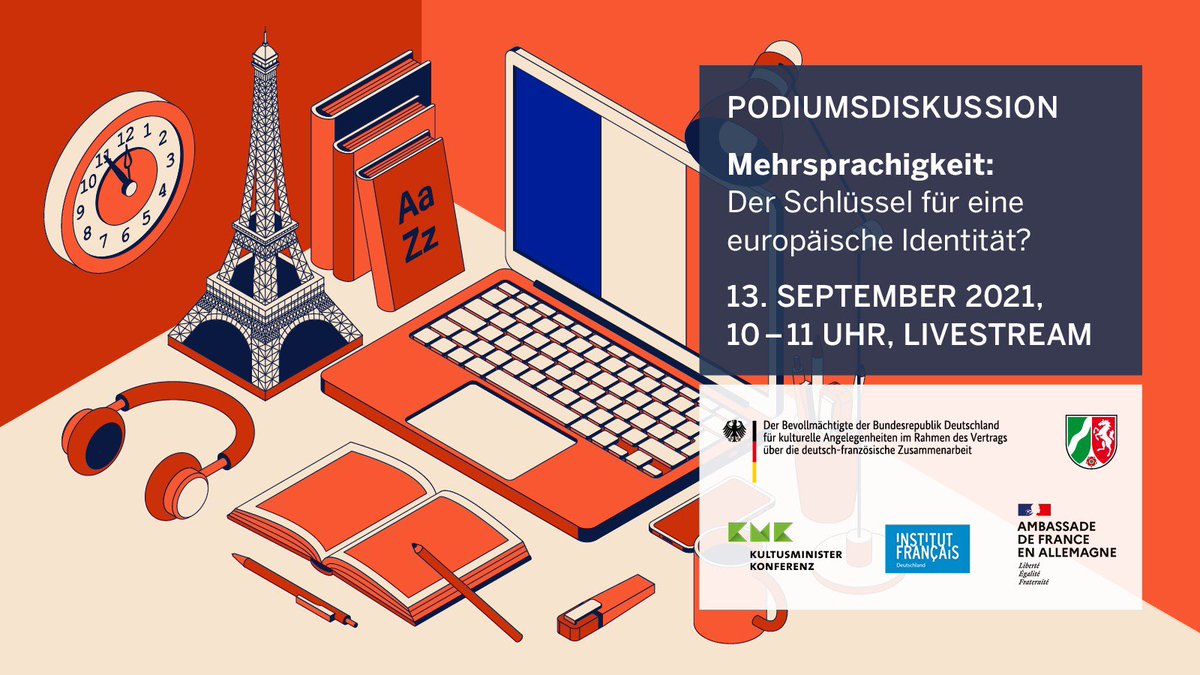 KulturDtFrz's tweet photo. Heute startet unsere Konferenz #GutBesserFranzösisch mit dem ersten Panel zu #Mehrsprachigkeit. Mit dabei: @amdescotes, Min. Yvonne Gebauer @BildungslandNRW, @emmicharenton und Patrick Brandmaier @ahk_frankreich. Los geht es um 10 Uhr im Livestream: https://t.co/JqxFu3hS2e https://t.co/d8X6z9aggB