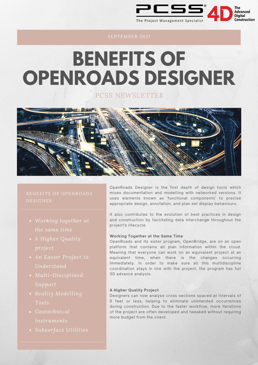 pcss4D's tweet photo. PCSS Newsletter: Benefits of OpenRoads Designer - https://t.co/f16FSwjTYD https://t.co/IJPmZiDd51