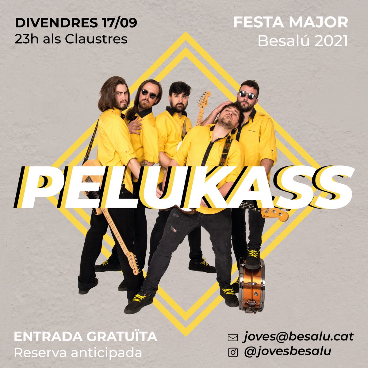L'any passat els vam trobar molt a faltar però aquest any tornen a animar-nos la Festa Major de #Besalú ... @peluk_ass !🤟🏼💛

🎟 Entrada gratuïta amb aforament limitat!

Com reservar el teu seient? Escriu-nos a:
📧 joves@besalu.cat
📥 DM Instagram