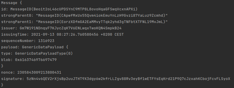 FrankTheFish8's tweet photo. Processed the first stream of messages from the broadcast plugin from #IOTA 's goshimmer node with the new IOTA Java Library I am working on! https://t.co/GIyzBmRDl5