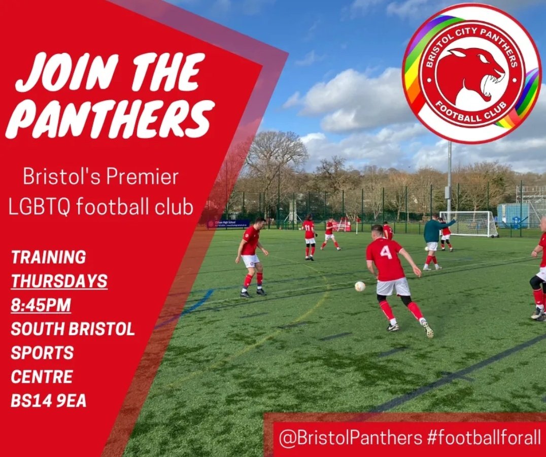 Got the Monday blues? Why not give yourself something to look forward to by putting training with Bristol's premier LGBTQ football club in your diary?

EVERYONE is welcome, whatever your ability, sexuality or gender #footballforall 🏳️‍🌈⚽🏳️‍⚧️