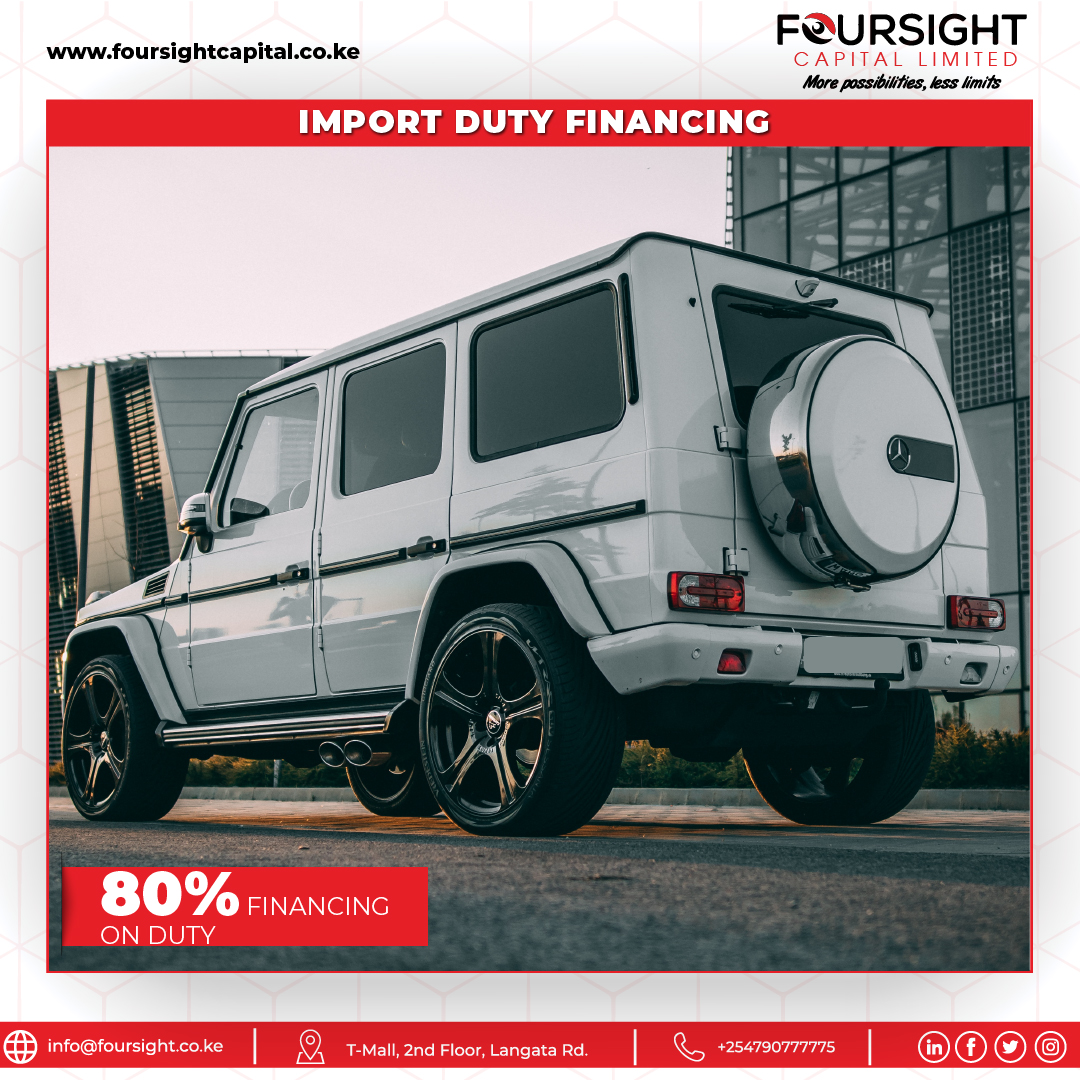 Get up to 80% import financing to
help you cater for port charges and custom duty.
#importdutyfinance
#foursightcapital