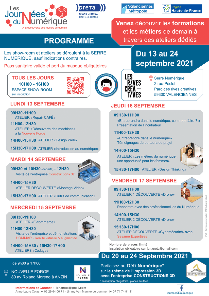 La <a href="/serrenumerique/">serrenumerique</a> reçoit les Journées du Numérique !
 
Découvrez les formations et les métiers de demain à travers des ateliers dédiés !

Espace show-room et différents ateliers thématiques tout au long de la semaine, sur inscriptions !