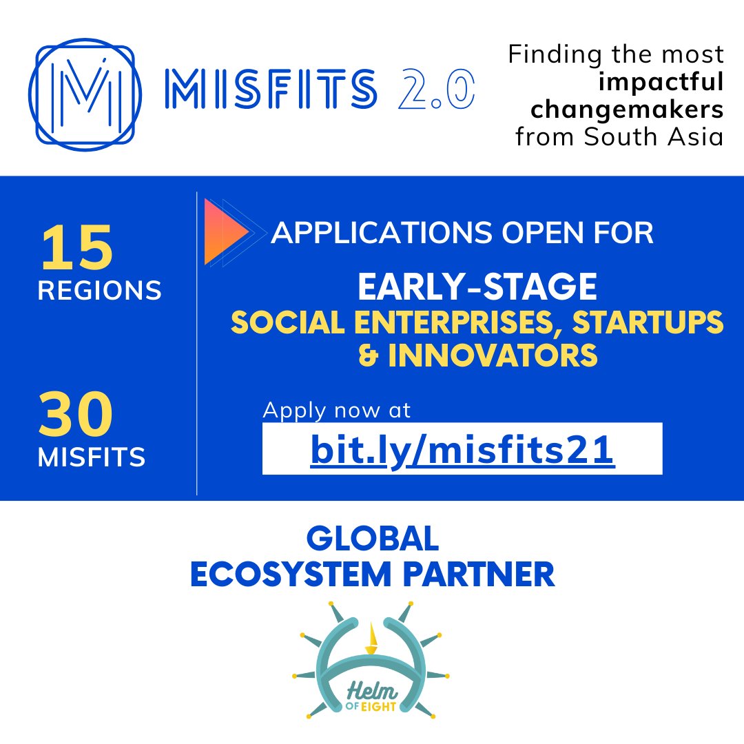 helmofeight's tweet photo. We're glad to support Vruksh and Misfits in their global level initiative, MisFits 2021 Pitch event.  Applications for #Misfits2021 are out.  

Join us to build a voice for Impact Entrepreneurs. Apply: https://t.co/1zUH5eVbCH  

Visit for more details: https://t.co/39tkmcoPql https://t.co/TVcWK1O9rK