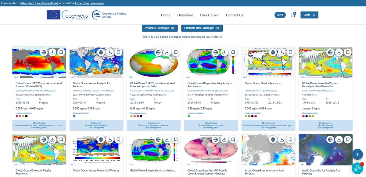 CMEMS_EU's tweet photo. The #CopernicusMarine catalogue has been revamped! Check the new look&amp;feel and find the #OceanProducts that best suit you 👉 https://t.co/OBKTSVfugr https://t.co/YhnnxT5vYt