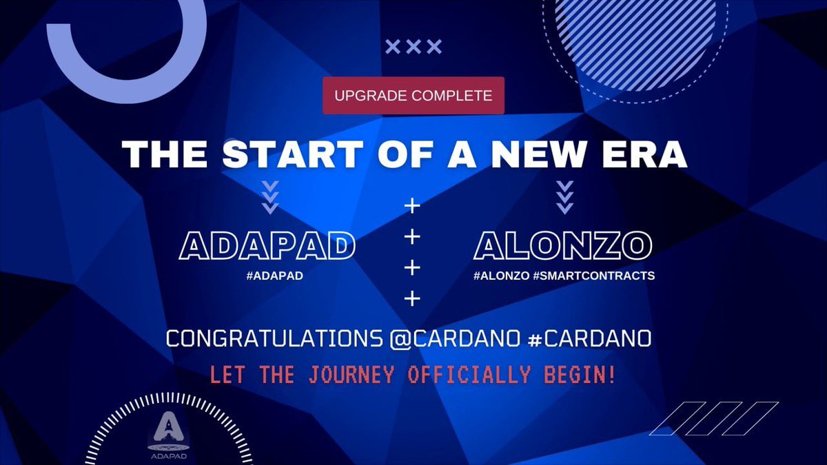 ADAPadofficial's tweet image. 👉The start of a new era👈

#ALONZO #SMARTCONTRACTS 

+

#ADAPAD

Congratulations @cardano #cardano

💪 $ADAPAD is ready to contribute to the $Cardano ecosystem

📣 Staking will be live soon - get your #Adapad ready to:

Stake - Participate - Earn $ADA #ADA