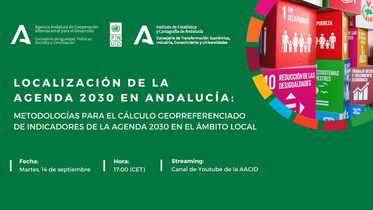 ⭕️Os recordamos que mañana a las 17:00h, se presentará el Estudio para el cálculo #georreferenciado de 3⃣ indicadores de la #Agenda2030 en el ámbito local 

📹El acto será retransmitido en streaming en el canal de Youtube de <a href="/CooperacionAND/">AACID</a>
juntadeandalucia.es/aacid/?p=5003