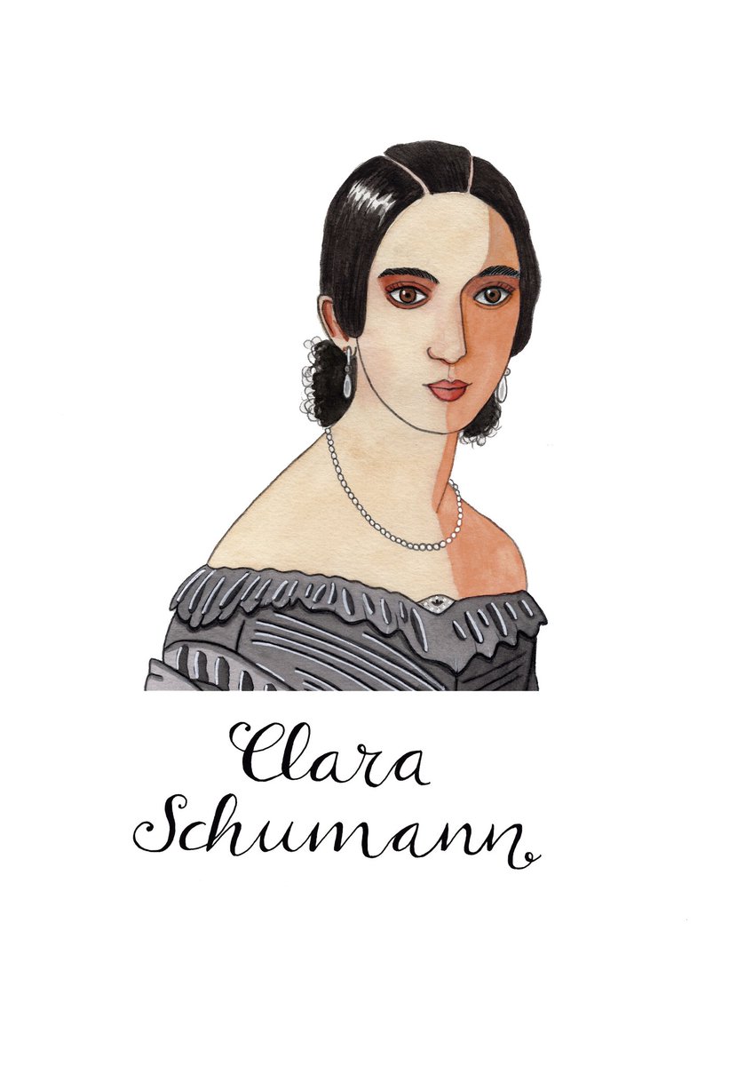 Today is Clara Schumann's birthday, so I share my illustration to commemorate it !!!   Thanks for remembering @sarafritzwritr #HappyBirthdayClaraSchumann #womancomposer #ClaraSchumann