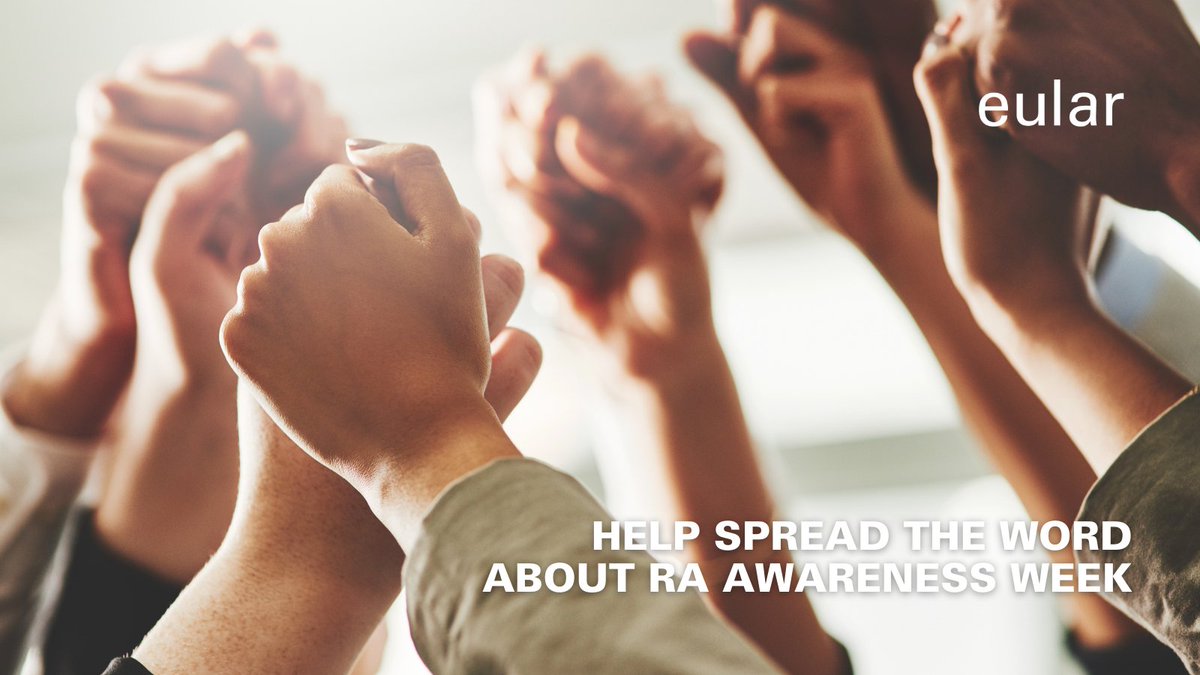 eular_org's tweet photo. π£ Rheumatoid Arthritis Awareness Week (#RAAW) begins today!
Join us in spreading the knowledge about RA and help those whose lives are affected!
#EULAR #Rheumatology #AwarenessDay #OurMindsRApriority #RAAW2021 https://t.co/J4xFuQrdY6