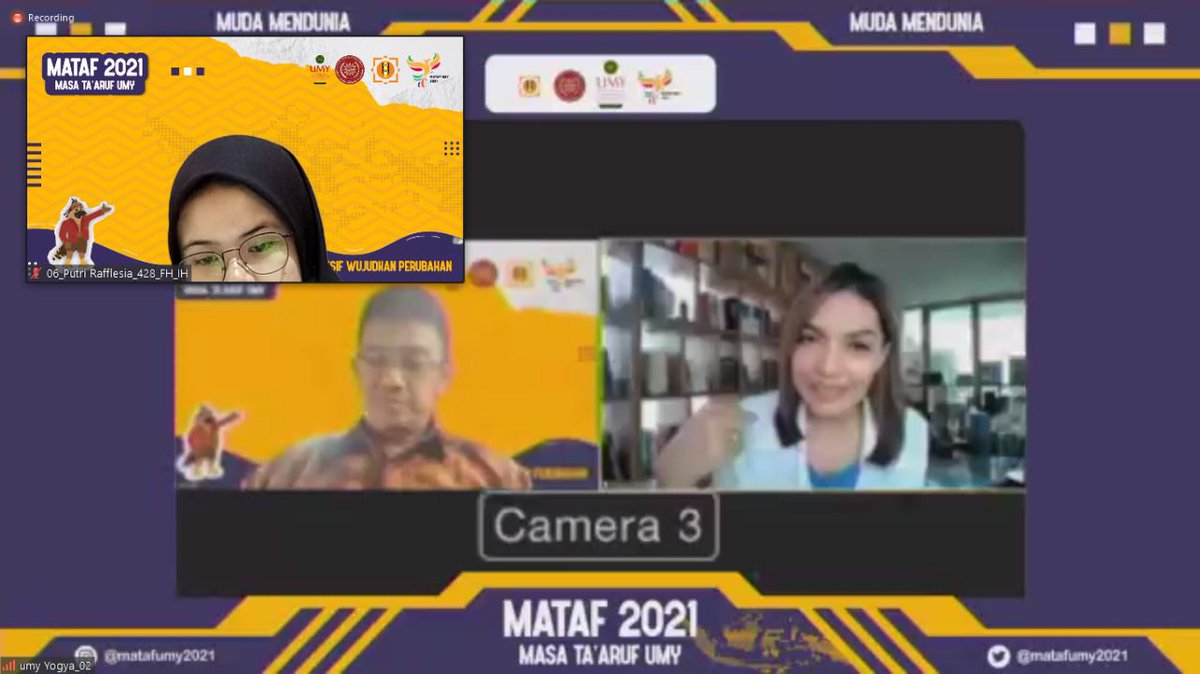 Putrirffls's tweet photo. The day with Mataf Univ seru banget. Banyak dapet ilmu-ilmu dari pemateri yang keren-keren. Mataf hari ini pecah banget keren🥰🥰
@matafumy2021 #matafumy #MATAFumypecahkanMURI #MatafUMY2021 #mudamendunia https://t.co/EyEZWXJHr5