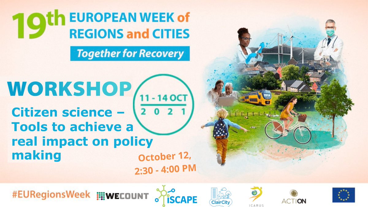 WecountH's tweet photo. Registration for the #EURegionsWeek is now open!📢
 
Join @WecountH's workshop to know more about #open and #inclusive #citizenscience and the lessons learned! 

Mark your calendar!
🗓️ October 12, 2:30 - 4:00 PM CEST 
🔗https://t.co/EbFmRYZGhy https://t.co/MiRG4CyZCB