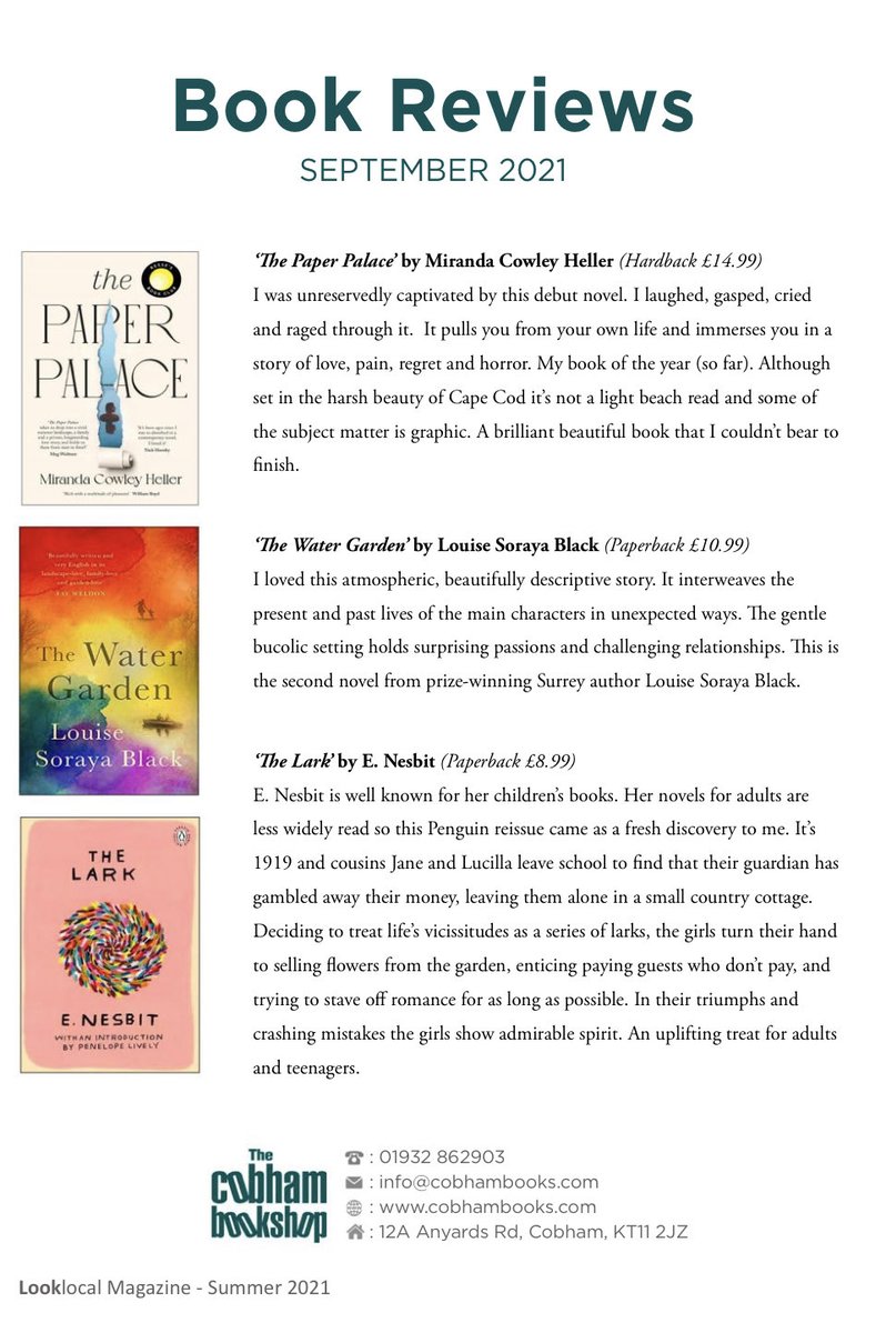 louisesblack's tweet image. Thrilled with this wonderful review for #TheWaterGarden in this month’s Look Local ⁦magazine! ❤️ Thank you ⁦@CobhamBookshop⁩ ⁦@LookLocalMags⁩ @MuswellPress⁩ ⁦@MeganACarroll⁩
